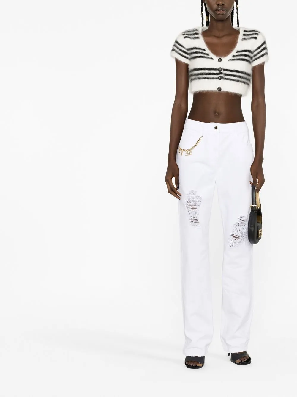 Elisabetta Franchi Jeans met wijde pijpen - Wit