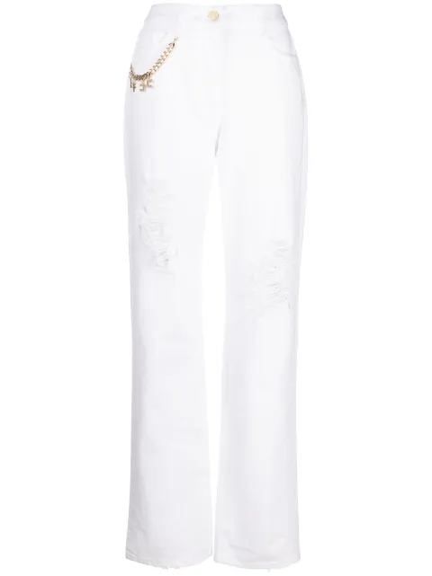 Elisabetta Franchi - ripped-detail wide-leg jeans