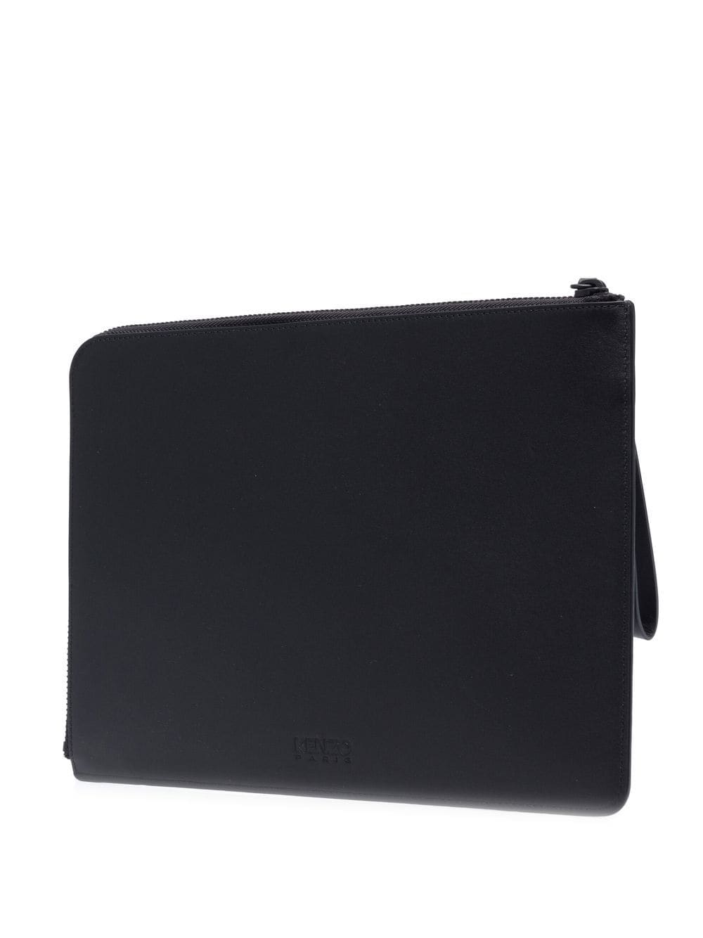 Shop Kenzo Logo-print Leather Clutch Bag In Black