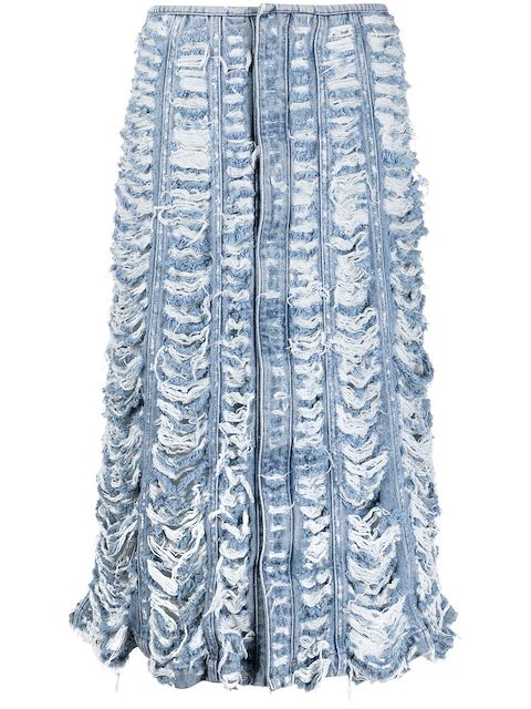 Diesel distressed-effect denim skirt