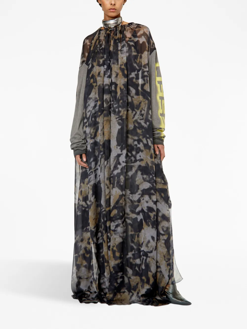 Diesel Wikkeljurk met print - Zwart