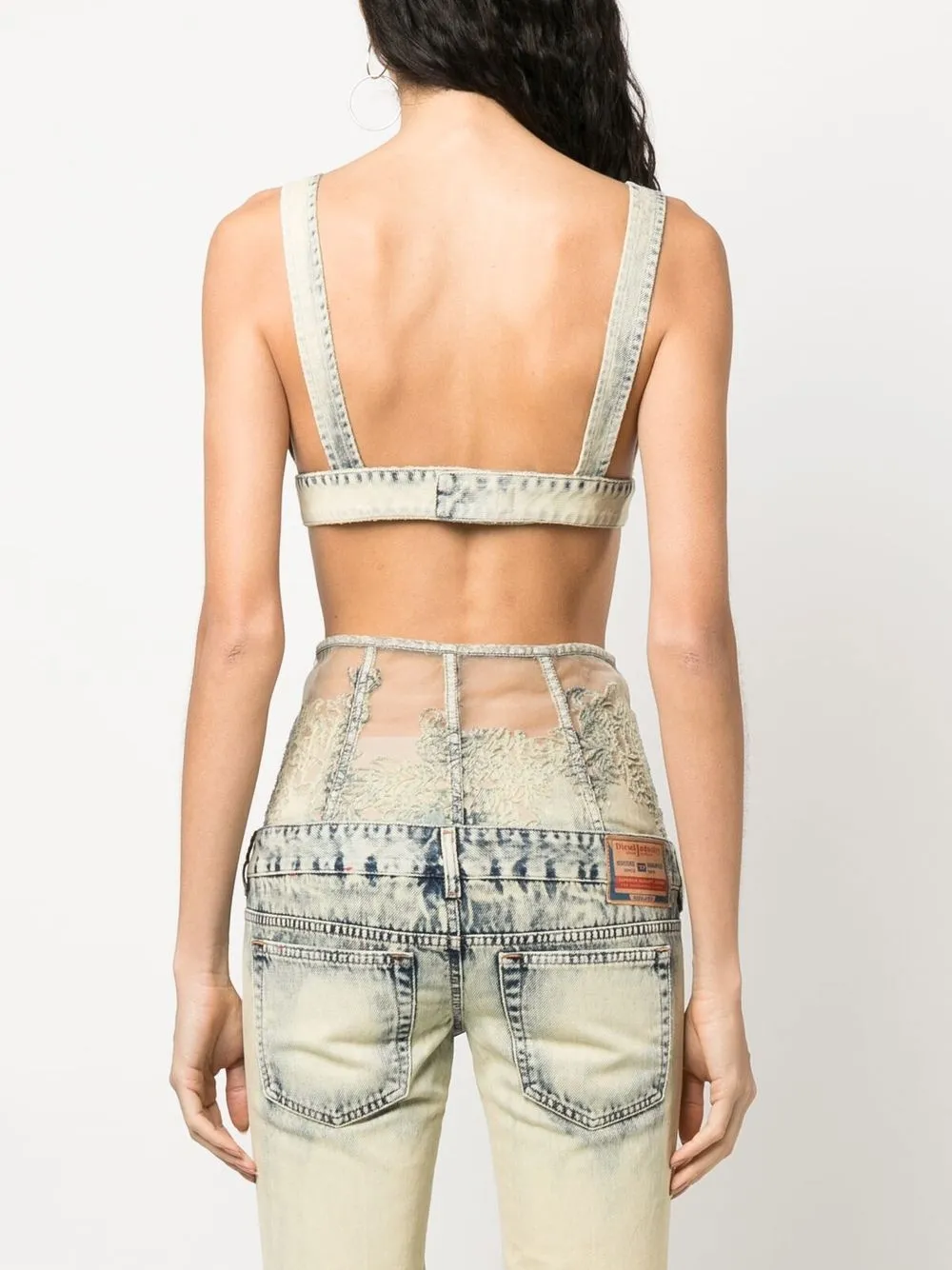 Tシャツ・カットソー DIESEL Denim Patchwork Bra Top Blue A12553068JH01 A12553068J Tシャツ・カットソー DIESEL Denim Patchwork Bra Top Blue