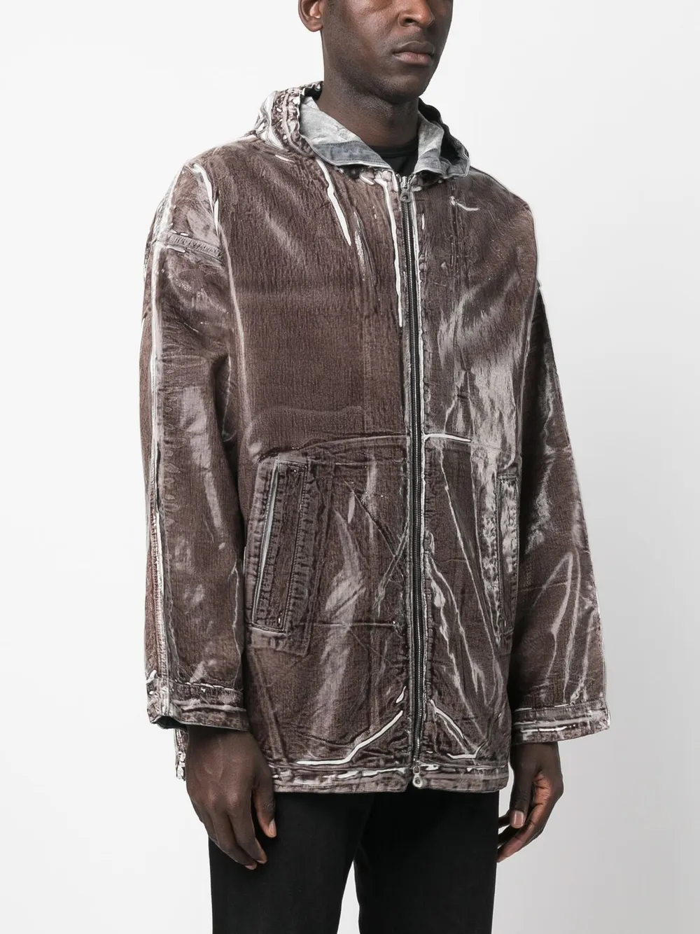  Diesel Coated Denim Jacket - Brown 