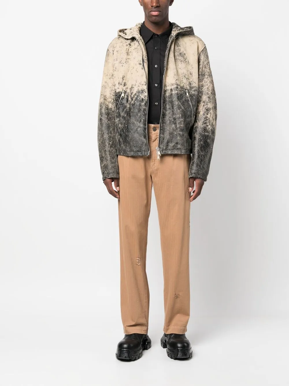 Diesel Leren bomberjack - Beige