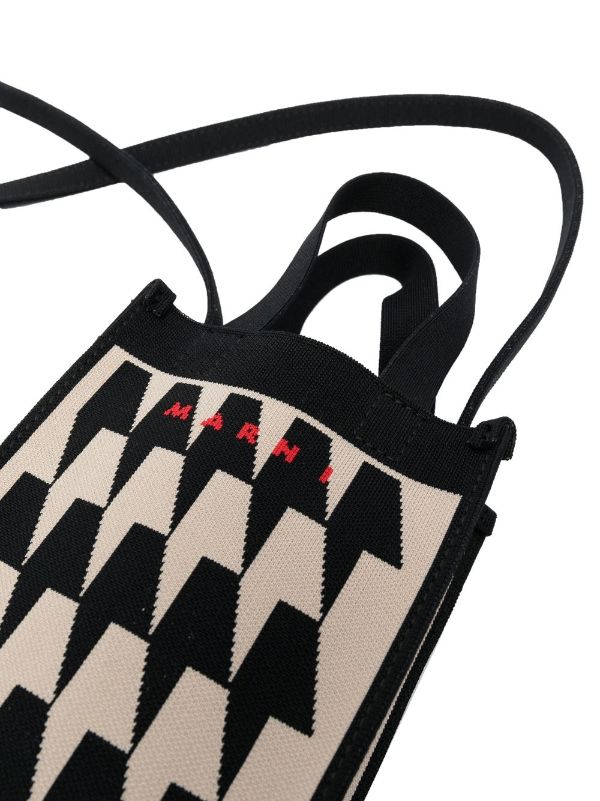 Mini Sling Bag Geometric Graphic Striped Detail