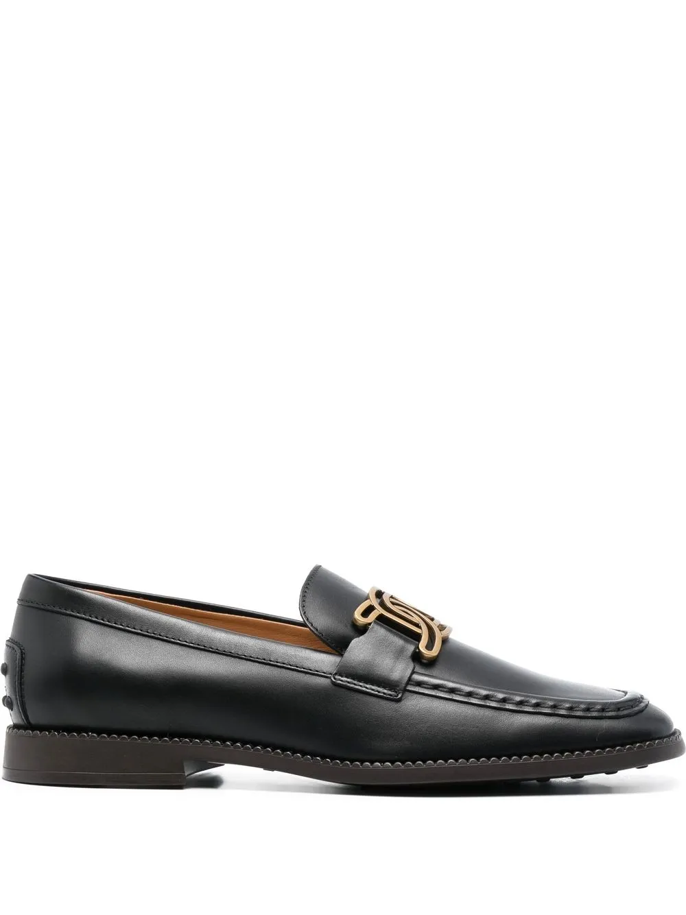 

Tod's leather chain-link detail loafers - Black