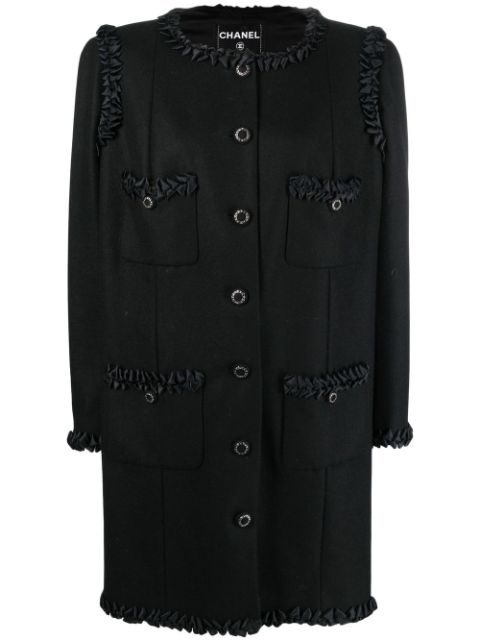 CHANEL 2008 ruffle-detailed wool-blend coat Women