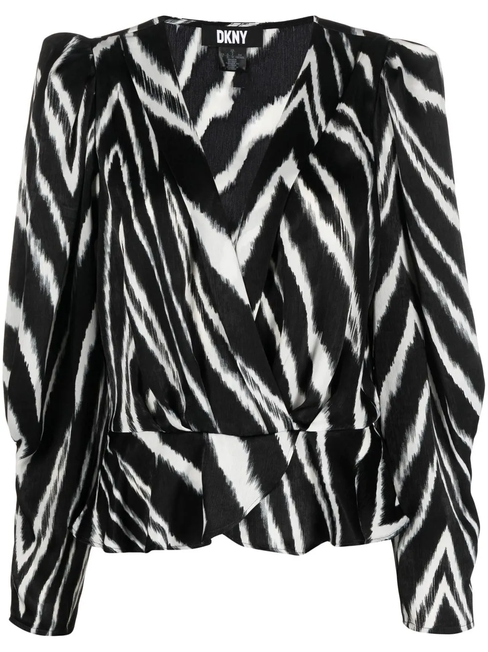 

DKNY zebra-print wrap blouse - Black