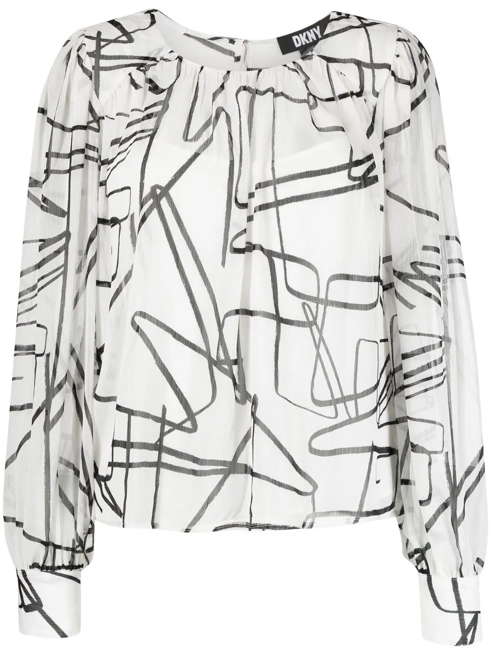 

DKNY graphic-print long-sleeved blouse - White