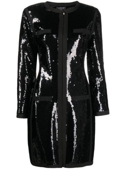 HOT SALE CHANEL 1990s sequin-embellished coat Women