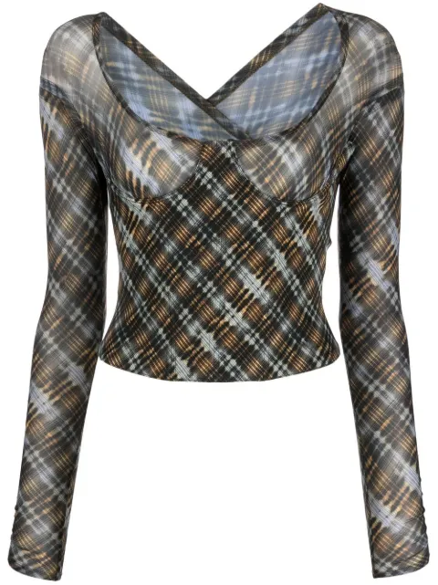 KNWLS Scythe check-print top