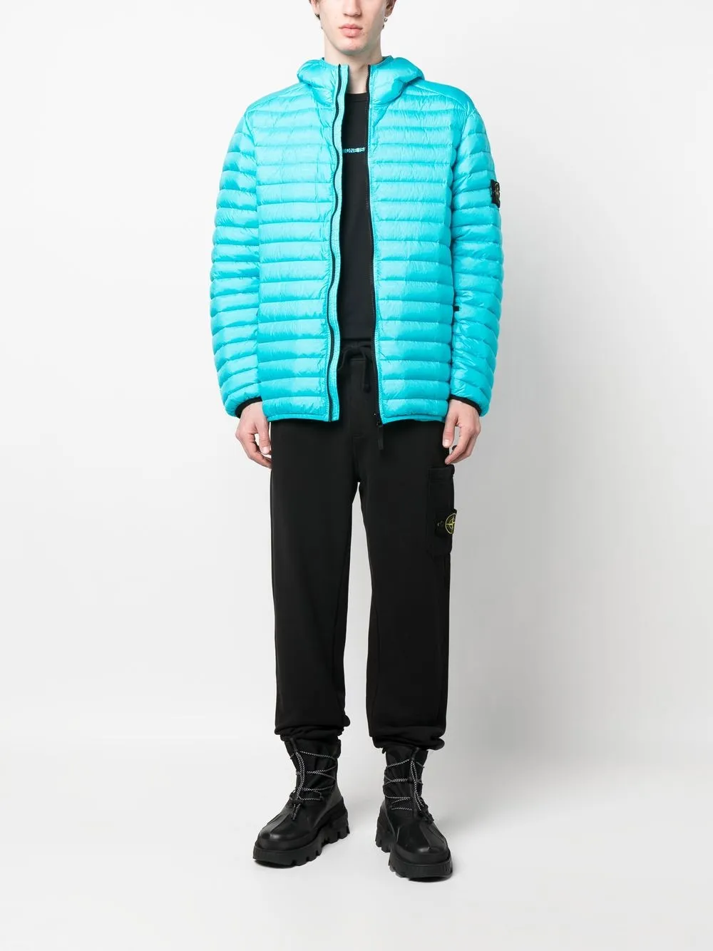 Stone Island Donsjack met logopatch - Blauw