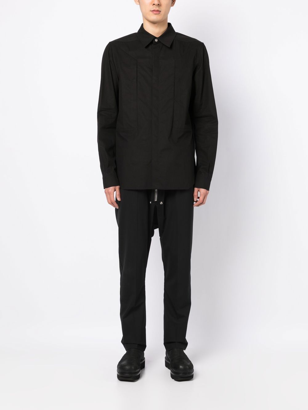Shop Rick Owens Fitted Long-sleeved Shirt In Black