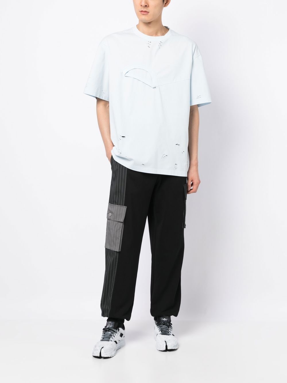 Feng Chen Wang T-shirt met gerafeld effect - Blauw