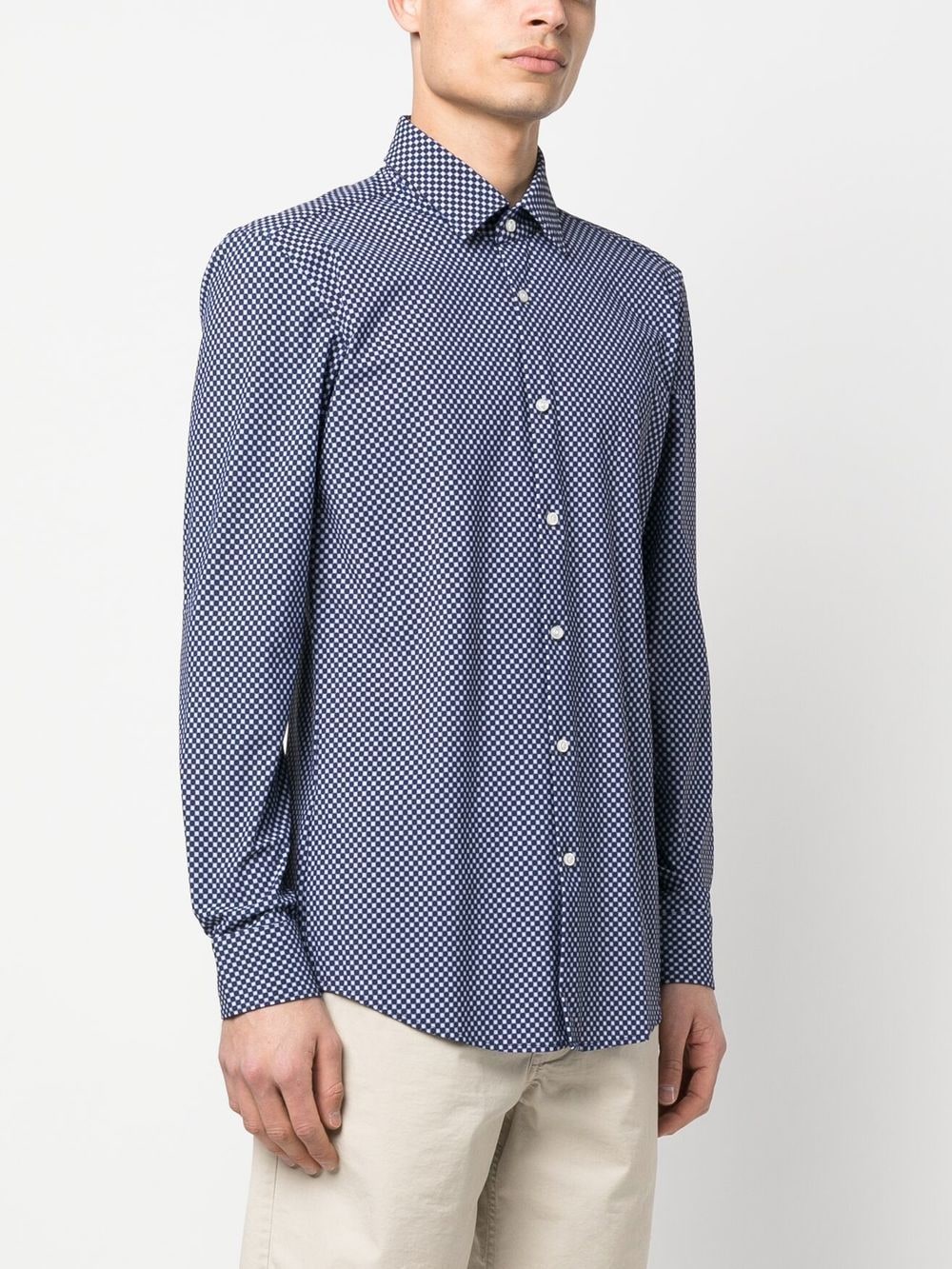 Shop Hugo Spot-print Long-sleeved Shirt In 蓝色