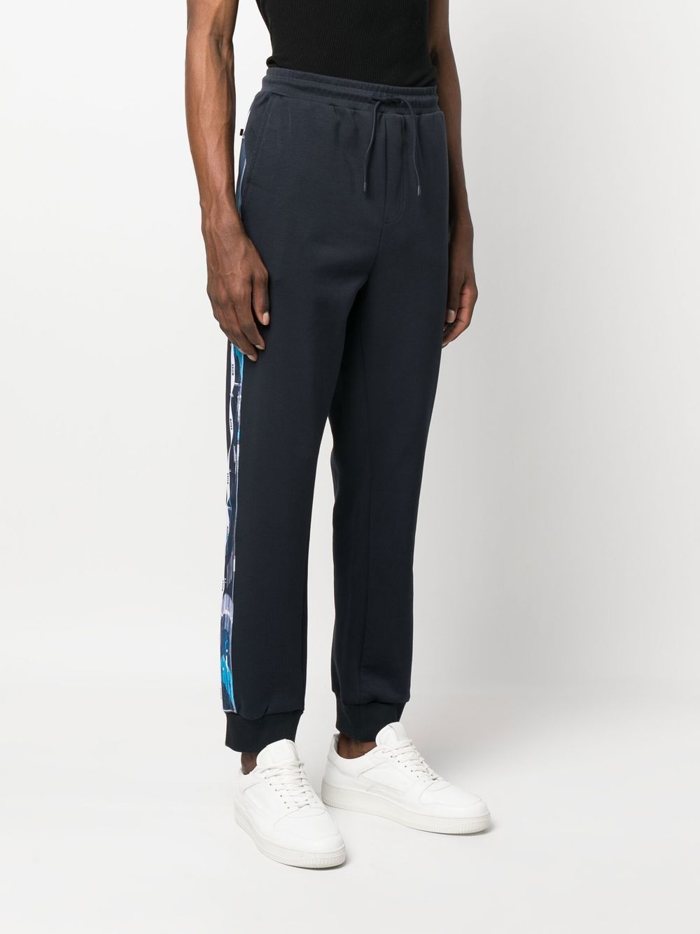 Shop Hugo Boss Side Stripe-print Track Pants In Blue