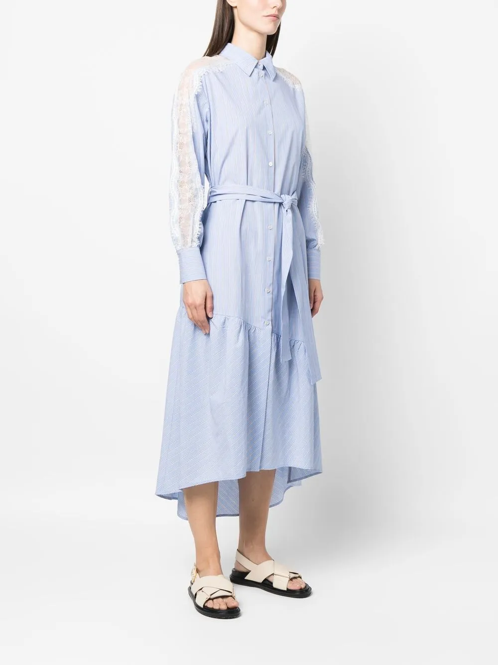 Twinset Gestreiftes Hemdkleid In Blue