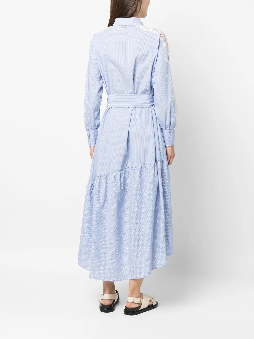 Twinset Gestreiftes Hemdkleid In Blue