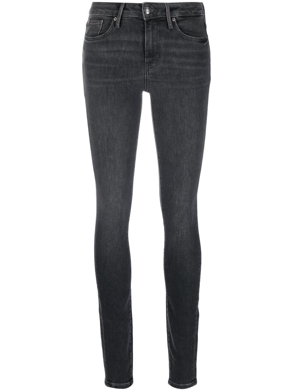 Tommy Hilfiger Como Mid-rise Skinny Jeans In Schwarz