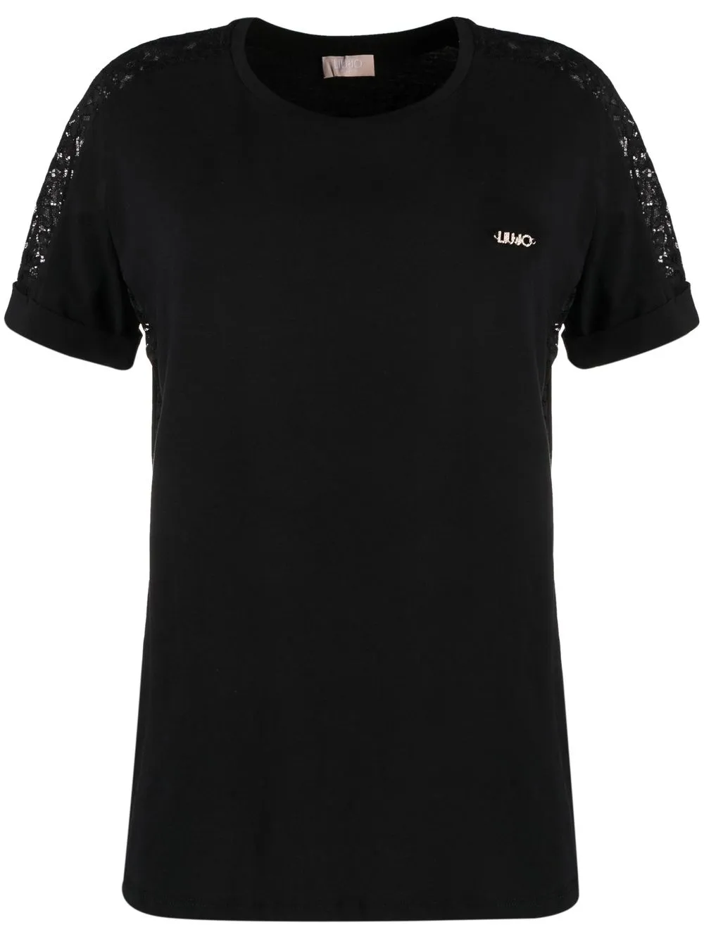 LIU JO lace-detail short-sleeve T-shirt - Black