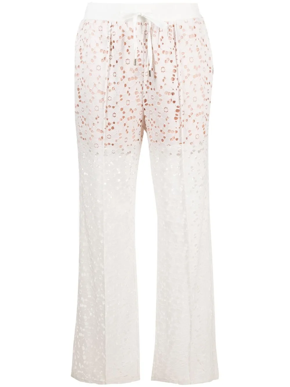 

LIU JO wide-leg lace drawstring trousers - White