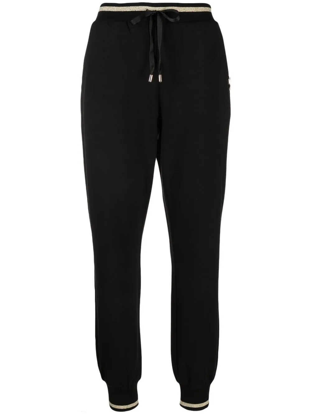 

LIU JO cotton striped drawstring track pants - Black