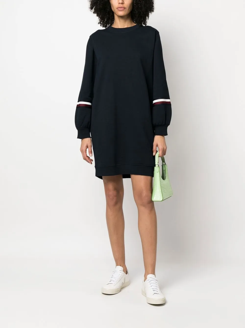 Tommy Hilfiger Sweaterjurk met pofmouwen - Blauw