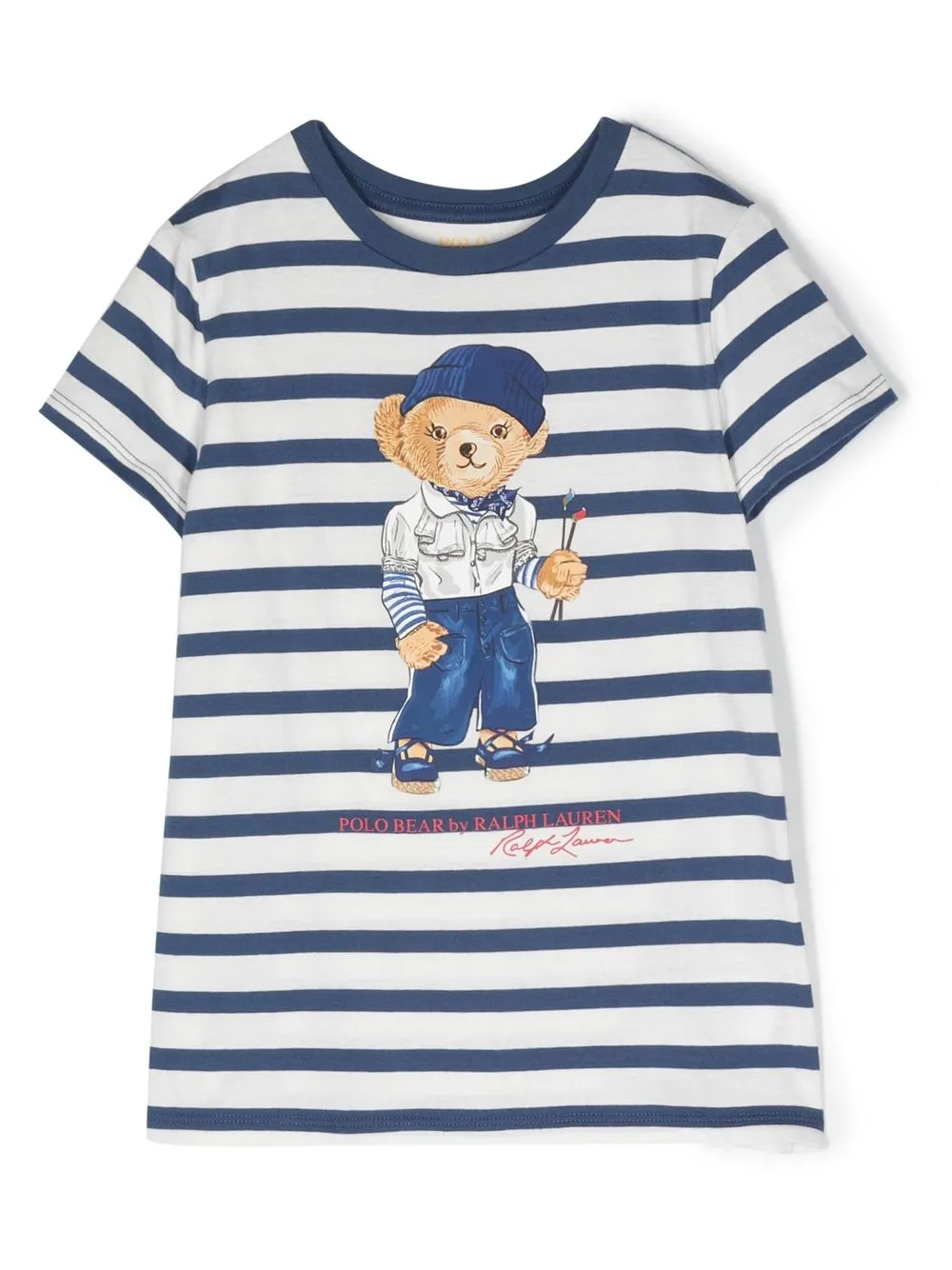 

Ralph Lauren Kids playera a rayas con motivo Bear - Azul