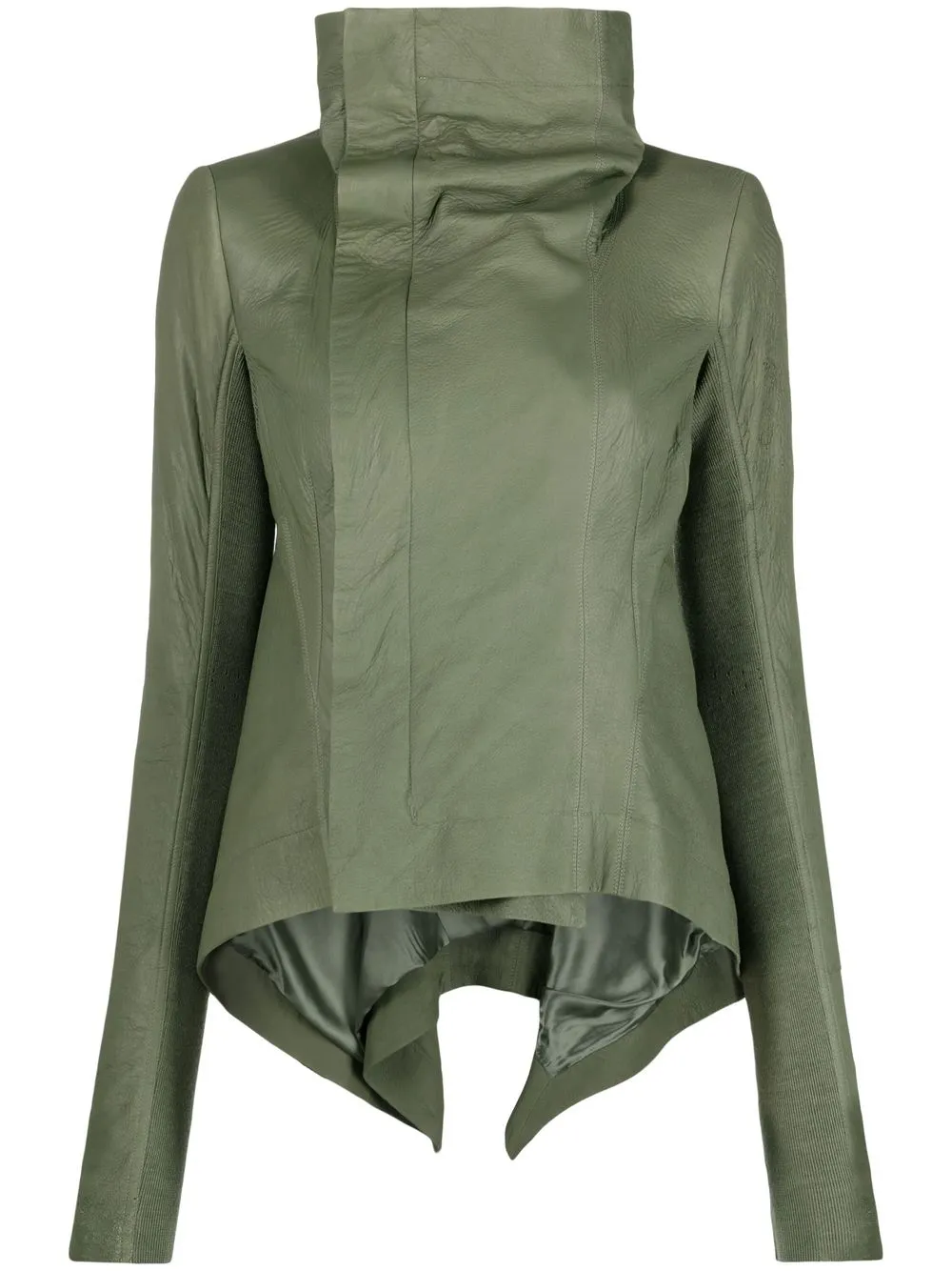 

Rick Owens draped leather jacket - Green