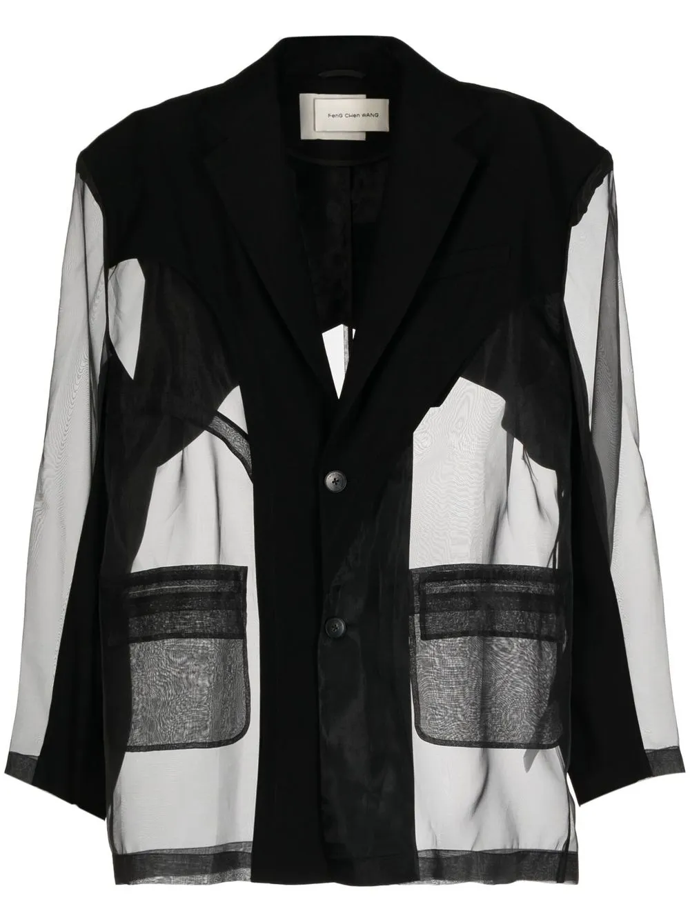 

Feng Chen Wang mesh panelled single-breasted blazer - Black