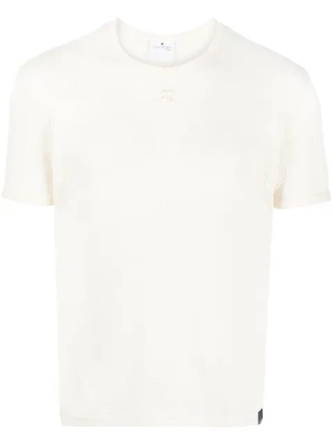 Courrèges playera de malla con cuello redondo