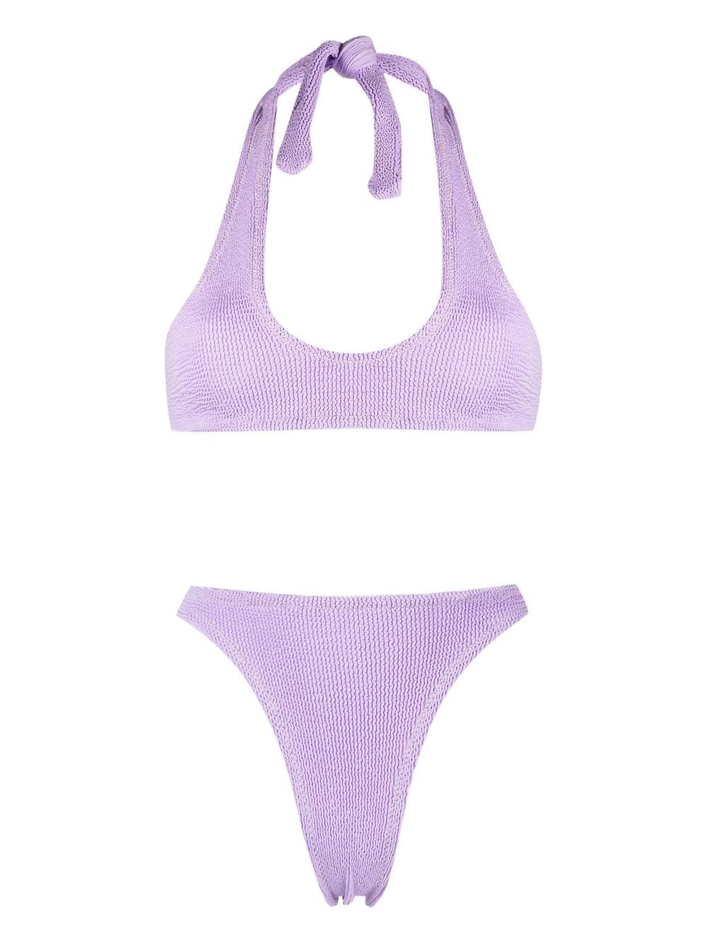 

Reina Olga Pilou seersucker halterneck bikini - Purple