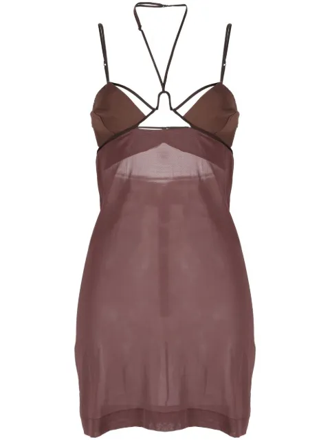 Nensi Dojaka strap-detailing semi-sheer minidress