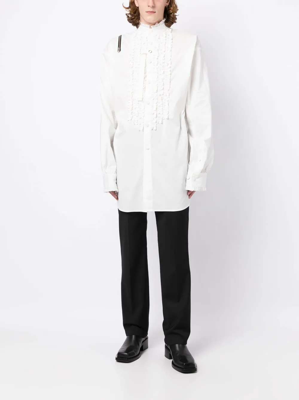 Takahiromiyashita The Soloist Omkeerbaar katoenen T-shirt met ruches - Wit