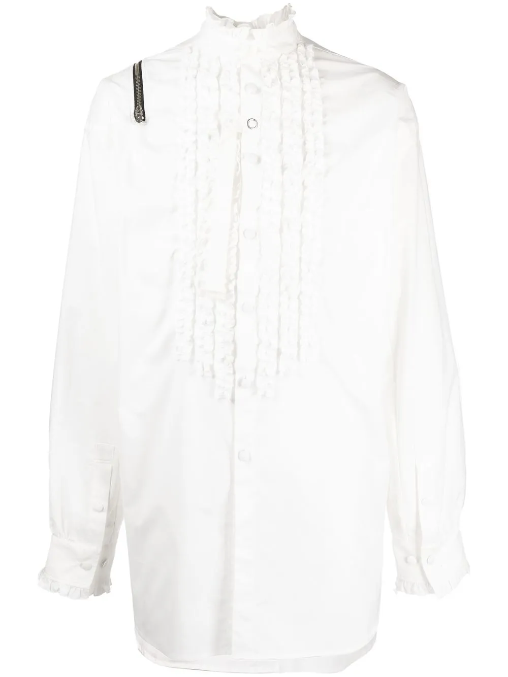 Takahiromiyashita The Soloist ruffled reversible cotton shirt | White | Image 1