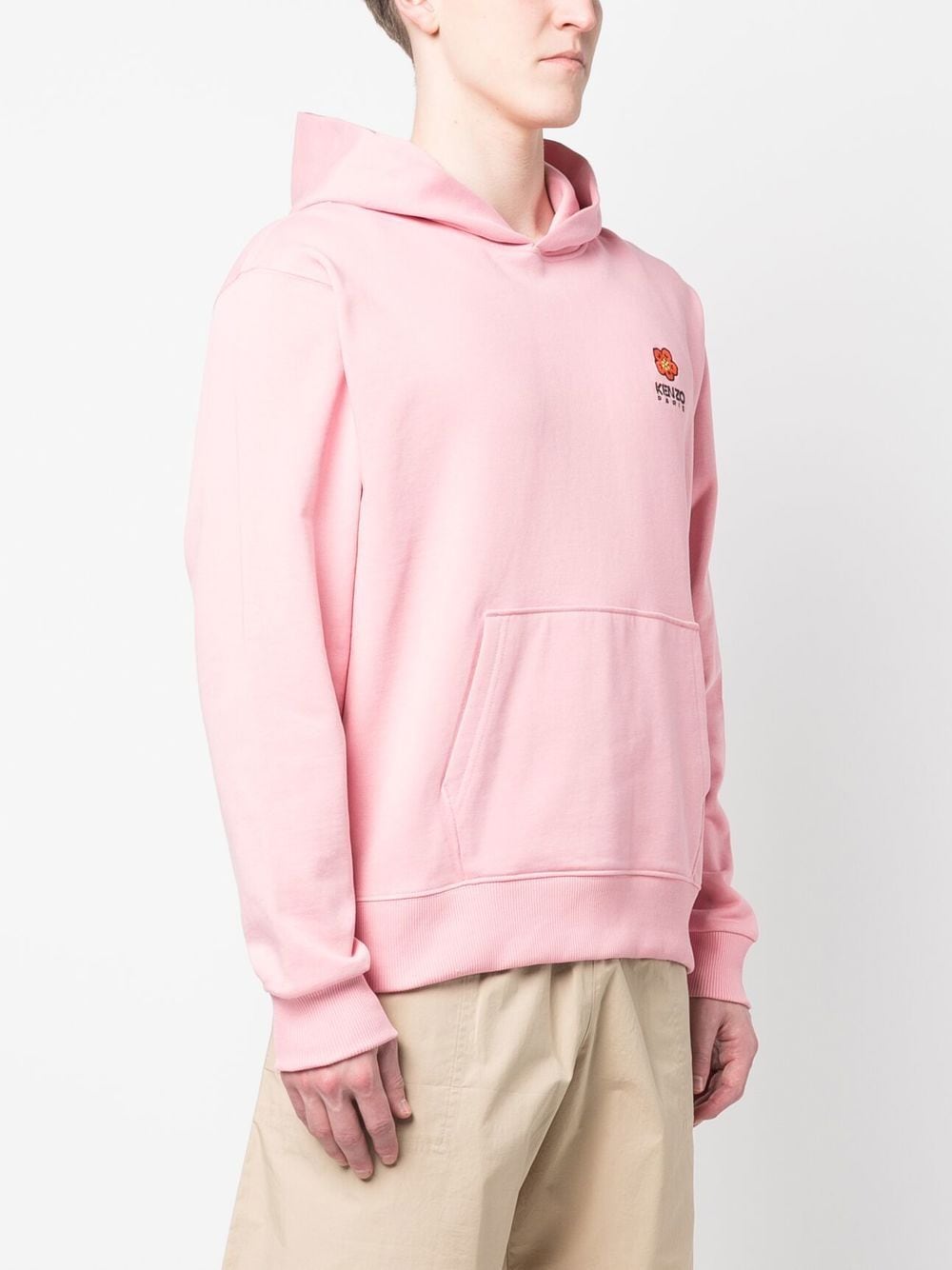 Shop Kenzo Logo-embroidered Long-sleeved Hoodie In Rosa