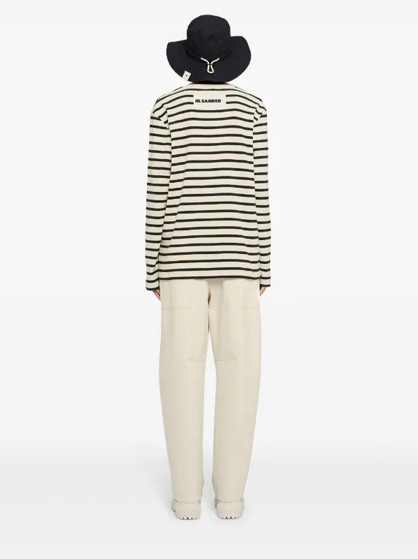 Jil Sander stripe-print Cotton T-shirt | Neutrals | FARFETCH