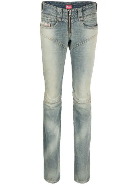 Diesel Belthy 0675C Jeans Donna - Vestibilità Vita Bassa A Tubino Sottile, Effetto Usato, 98% Cotone