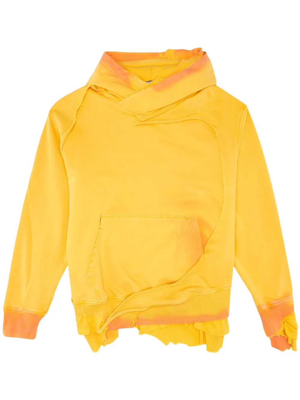 Diesel ripped-detail layered cotton hoodie - Yellow