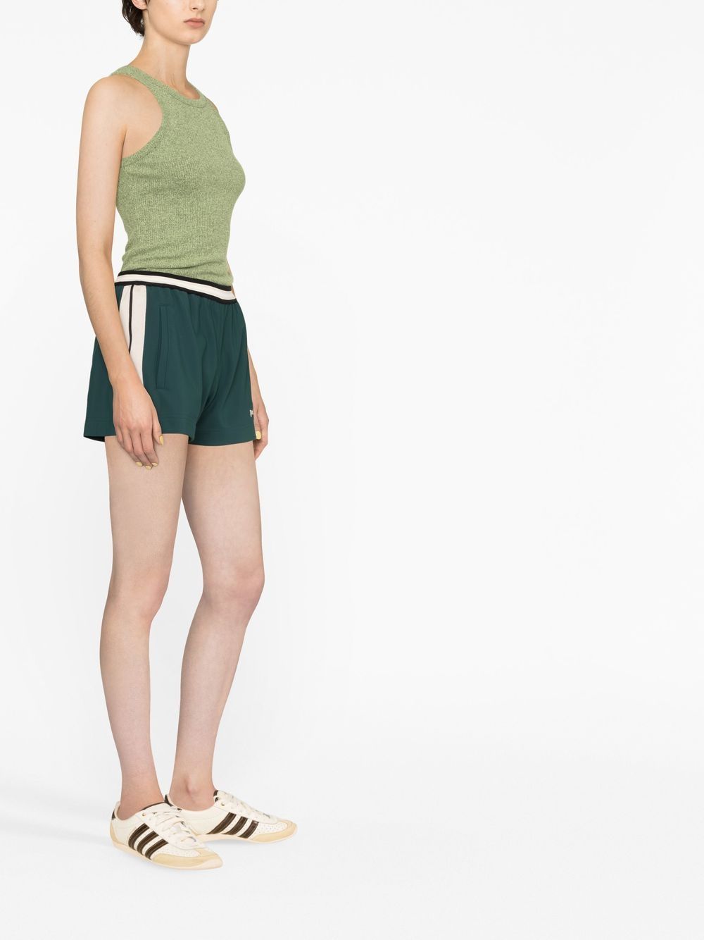 Shop Palm Angels Logo-print Track Shorts In Green