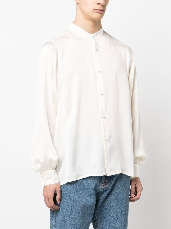 Saint Laurent band-collar Silk Shirt - Farfetch