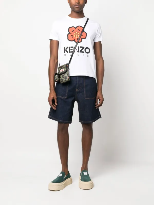 Kenzo logo-appliqué Denim Shorts - Farfetch