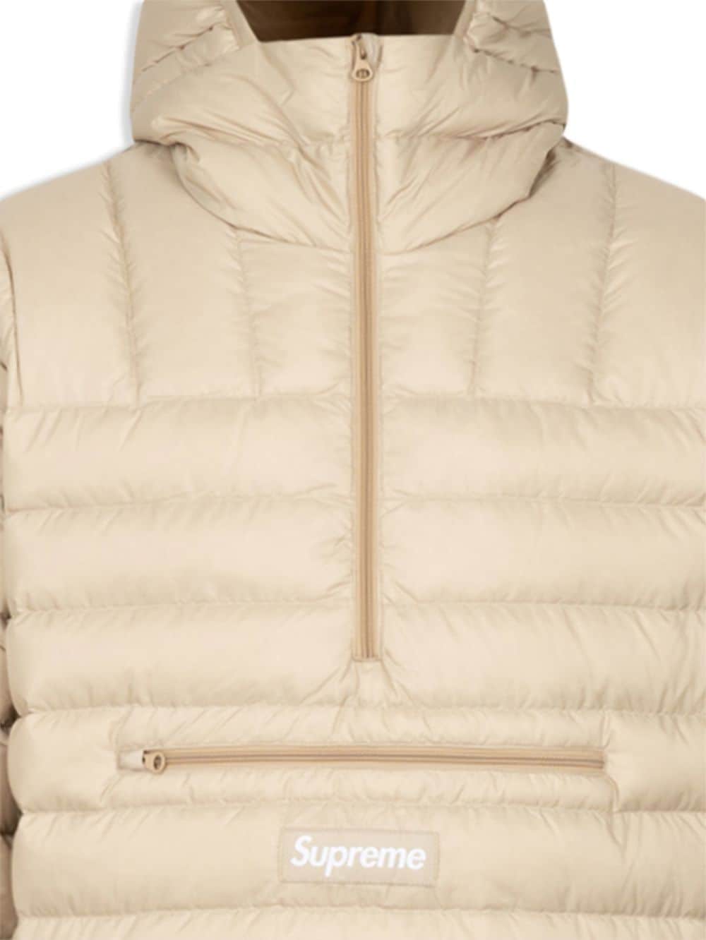 micro down half-zip hooded jacket
