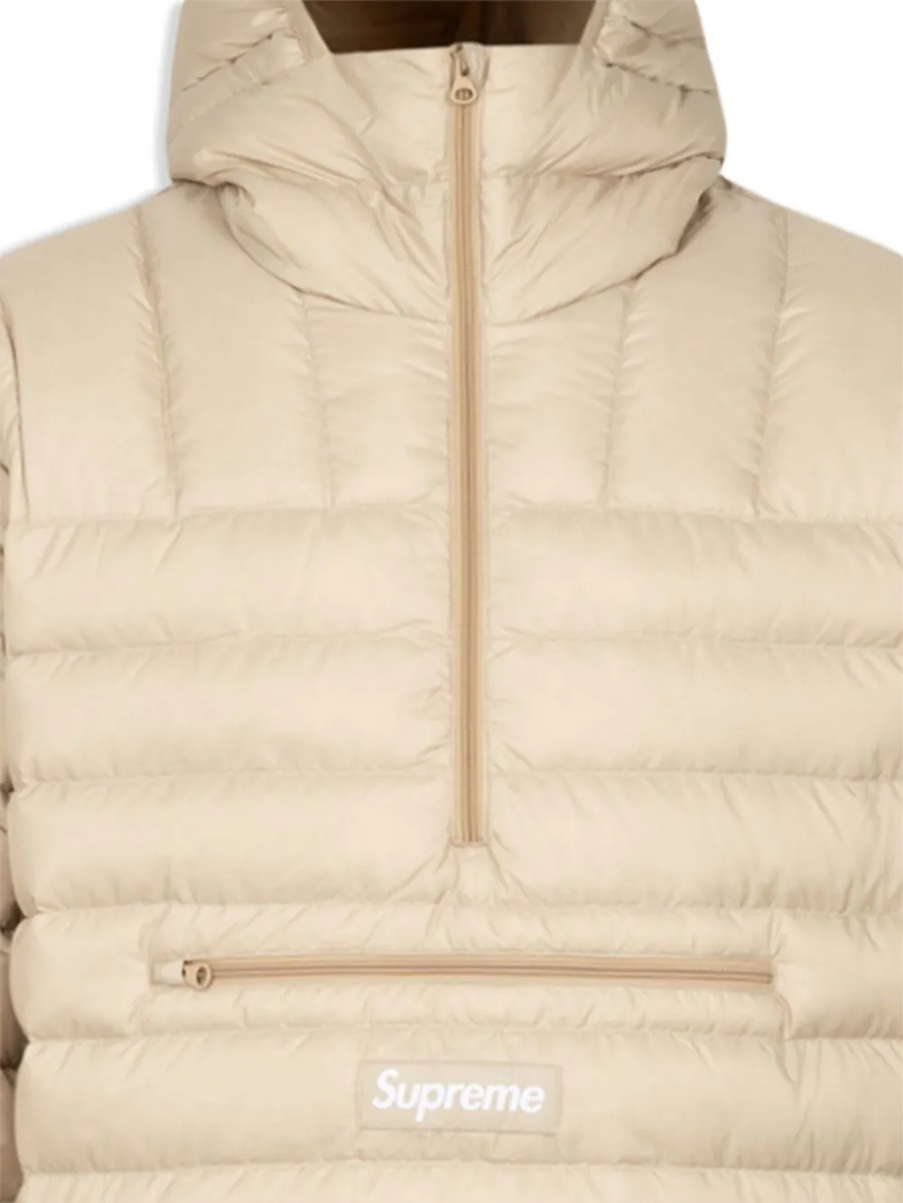 Shop Supreme Micro Down Half-zip Hooded Jacket In Nude