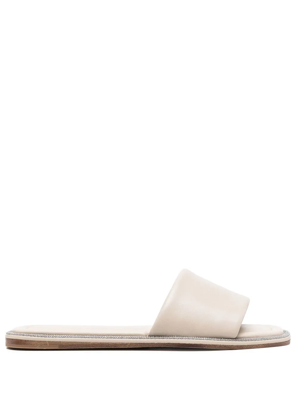 

Brunello Cucinelli open-toe leather slides - Neutrals