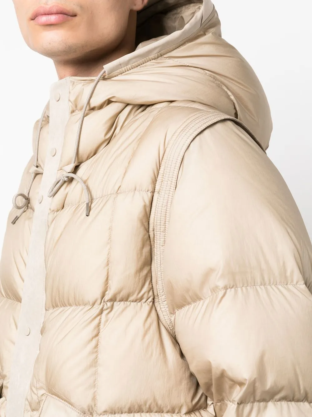 Ten C Detachable-sleeve Padded Jacket In Nude