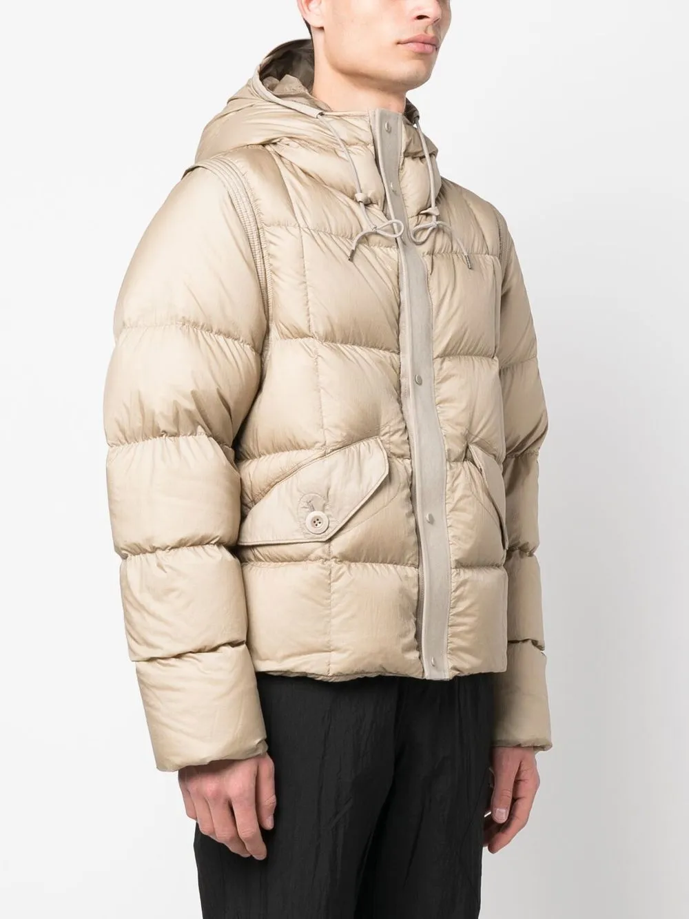 Ten C Detachable-sleeve Padded Jacket In Nude