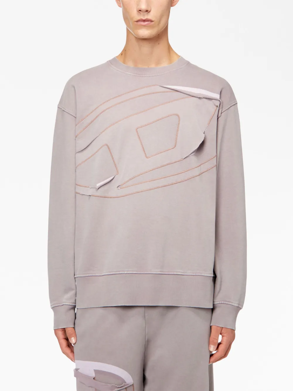 Cheap Diesel ripped-detail cotton sweatshirt Men