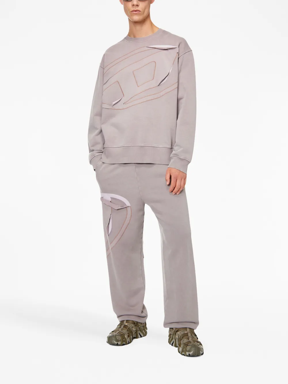 Cheap Diesel ripped-detail cotton sweatshirt Men