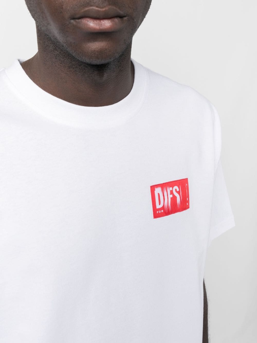 Shop Diesel T-nlabel Logo-appliqué T-shirt In White